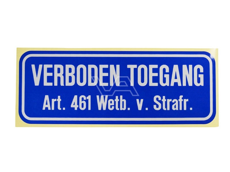 Verboden Toegang sticker 40 x 15 cm | Visser Assen